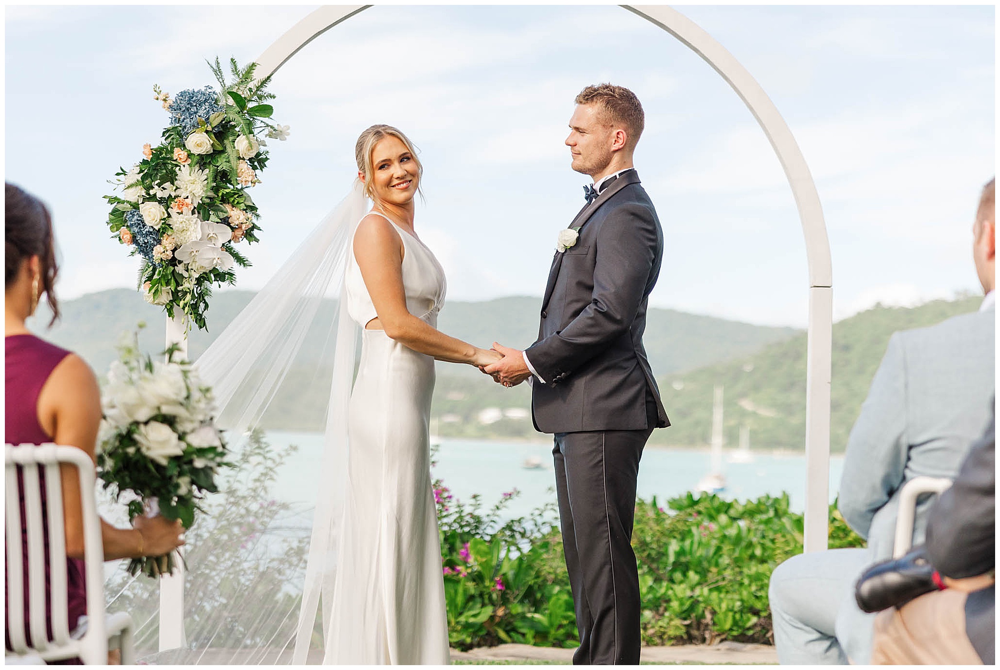 Couple on the Upper Lawn at their Coral Sea Resort Wedding with Alyce Holzy Photography