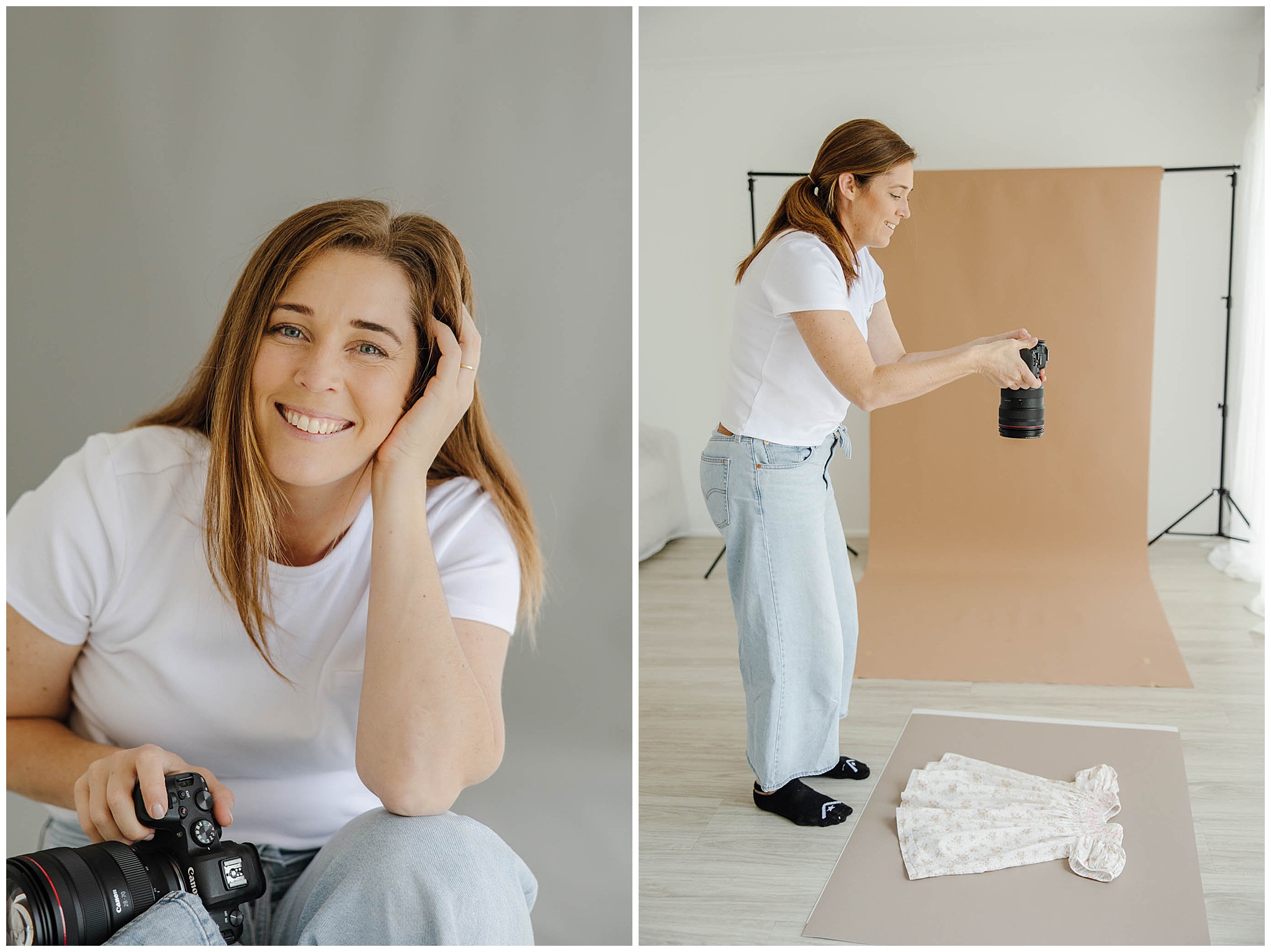 Product Photographer Alyce Holzy in her natural light studio