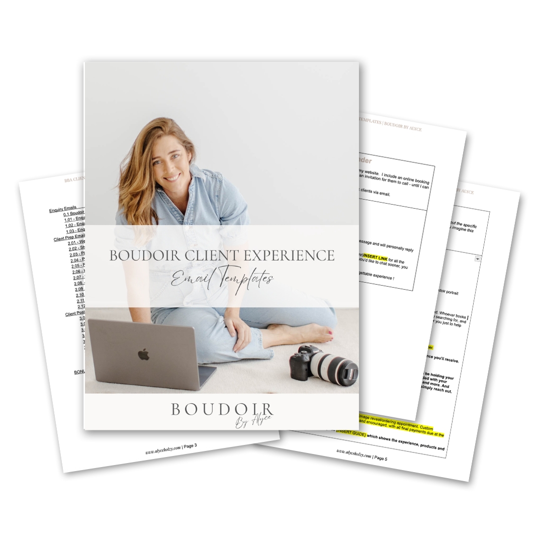 A mockup of Boudoir Email Templates by Alyce Holzy of Boudoir By Alyce
